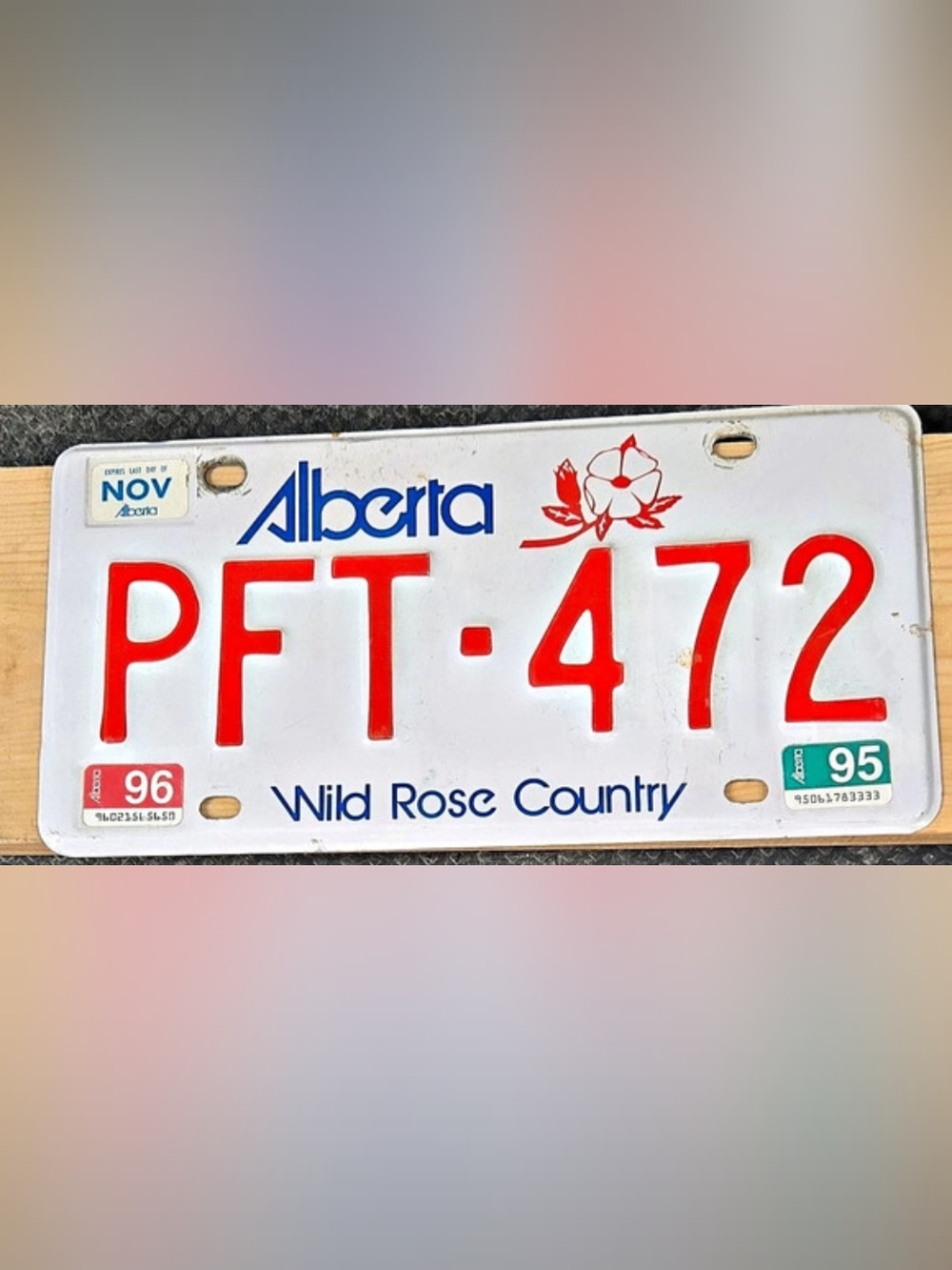 Alberta Wild Rose Country PFT-472 Vintage License Plate